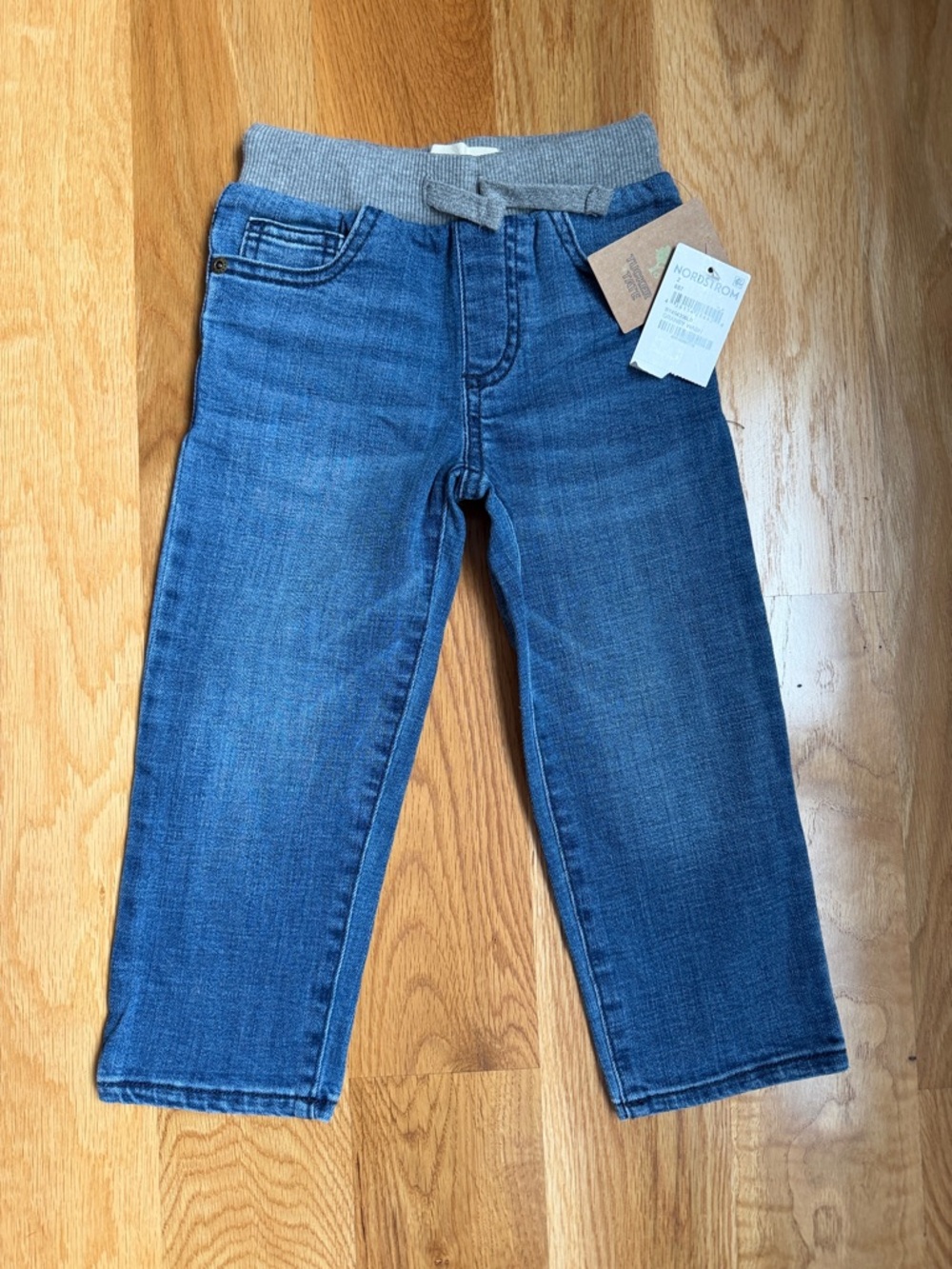 Nordstrom Kids Blue Denim Jeans with Gray Knit Waistband
